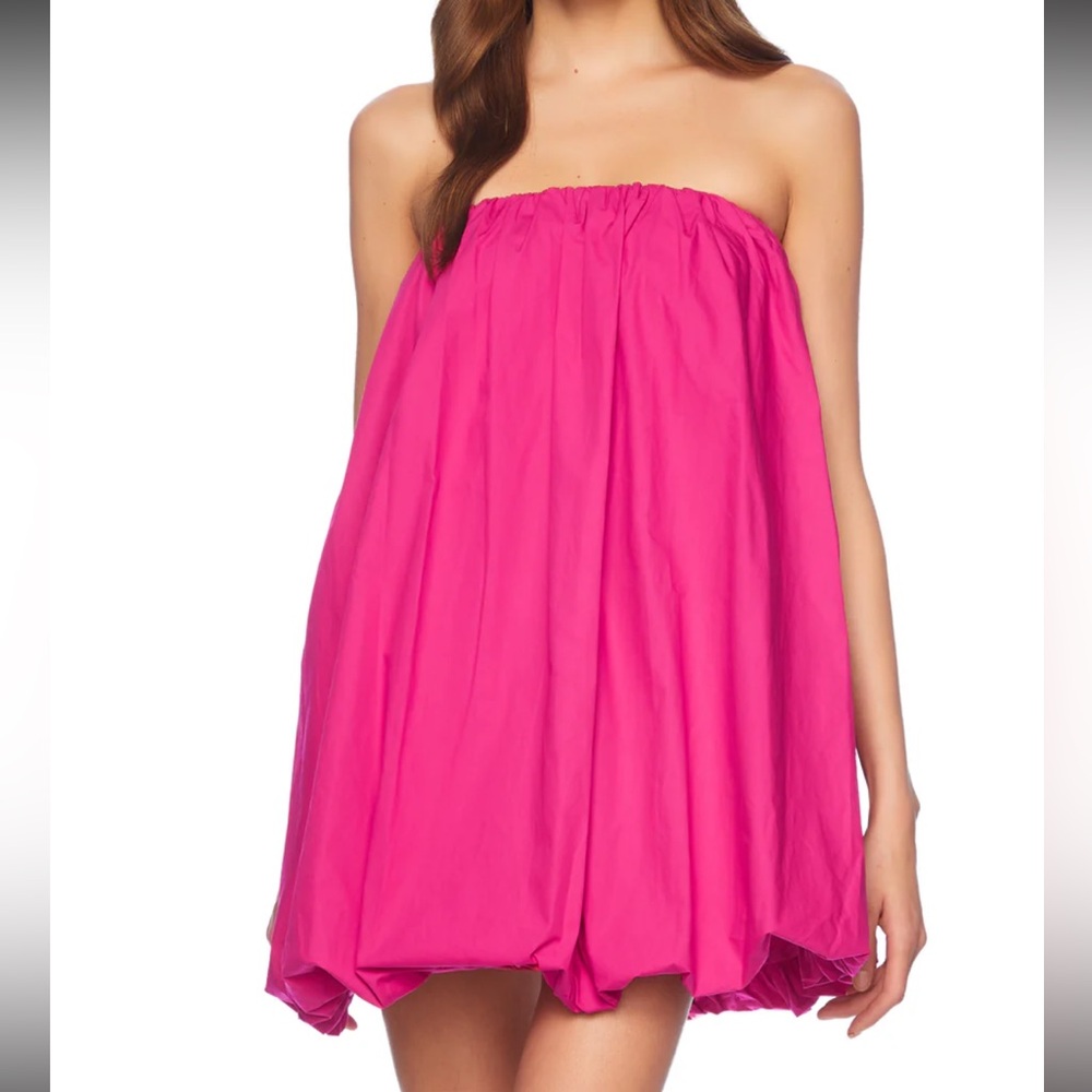 SALE TODAY ONLY! NWT Revolve Susana Monaco Poplin‎ Bubble Dress in Fuchsia - Picture 4 of 10